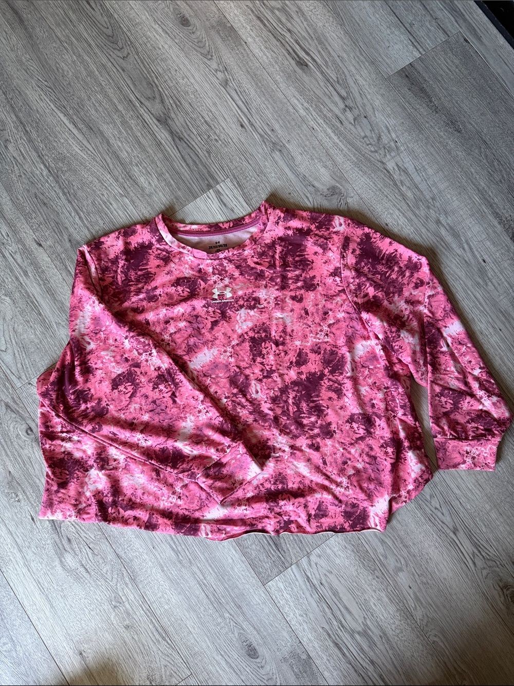Under Armour Pink Tie-Dye Crewneck Performance Sweatshirt